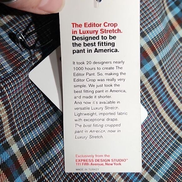 NWT Express Editor Low Rise Plaid Cropped Pant Capris - Picture 5 of 7